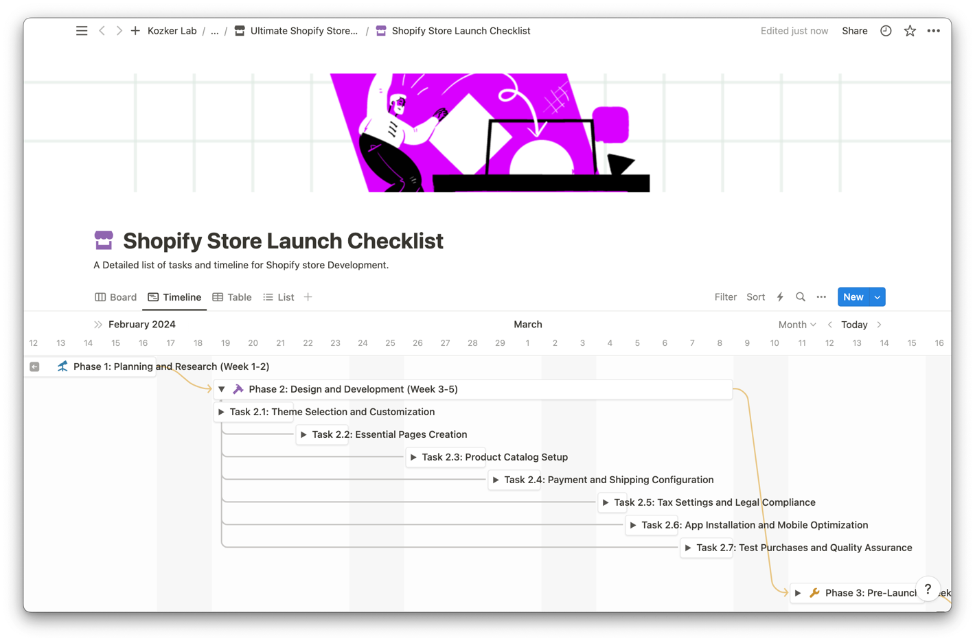 A screenshot of the Shopify Store Launch Checklist
